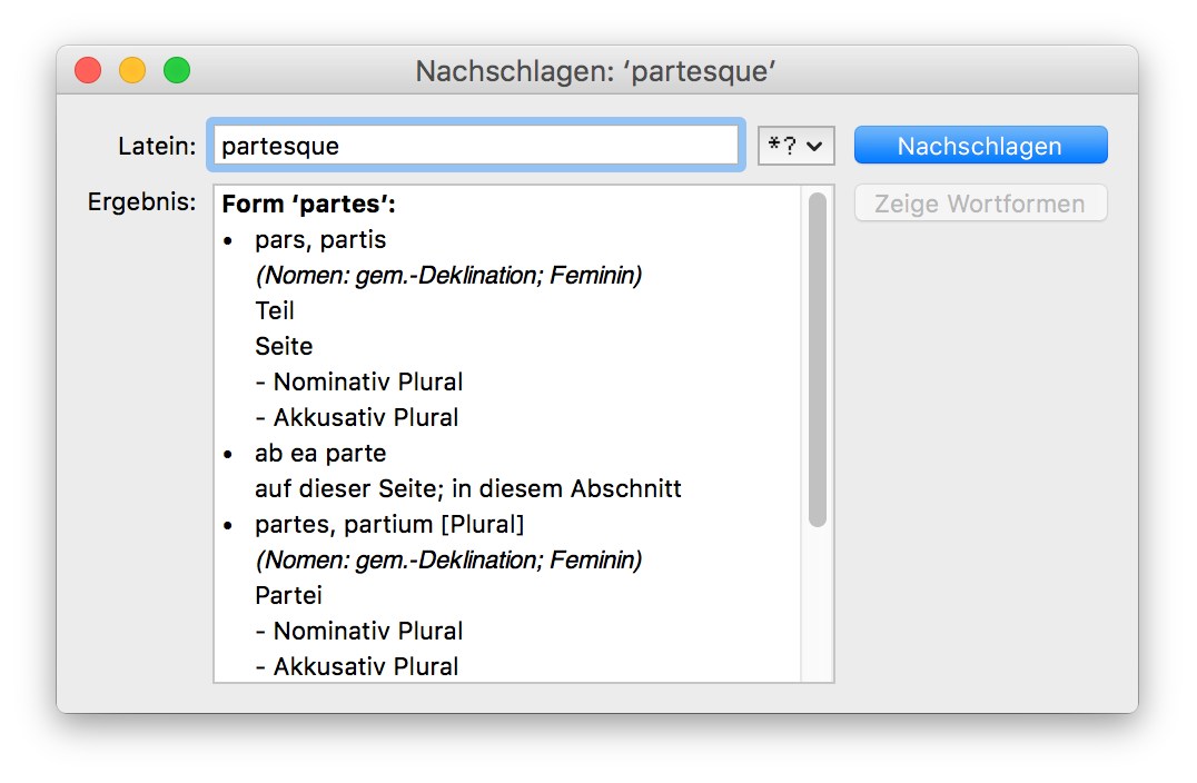 Latein-Wörterbuch screenshot